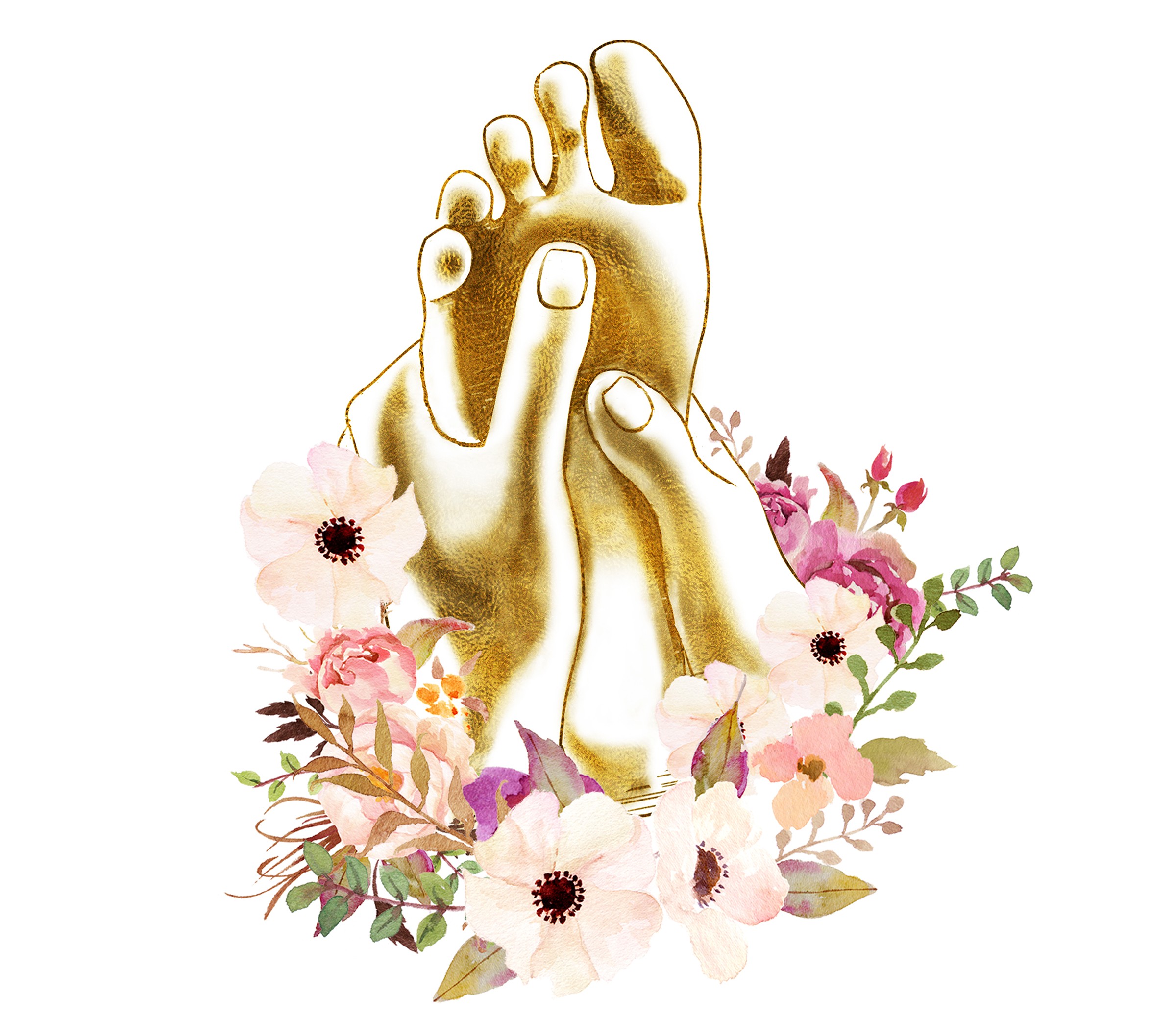 drawing of a foot being massaged